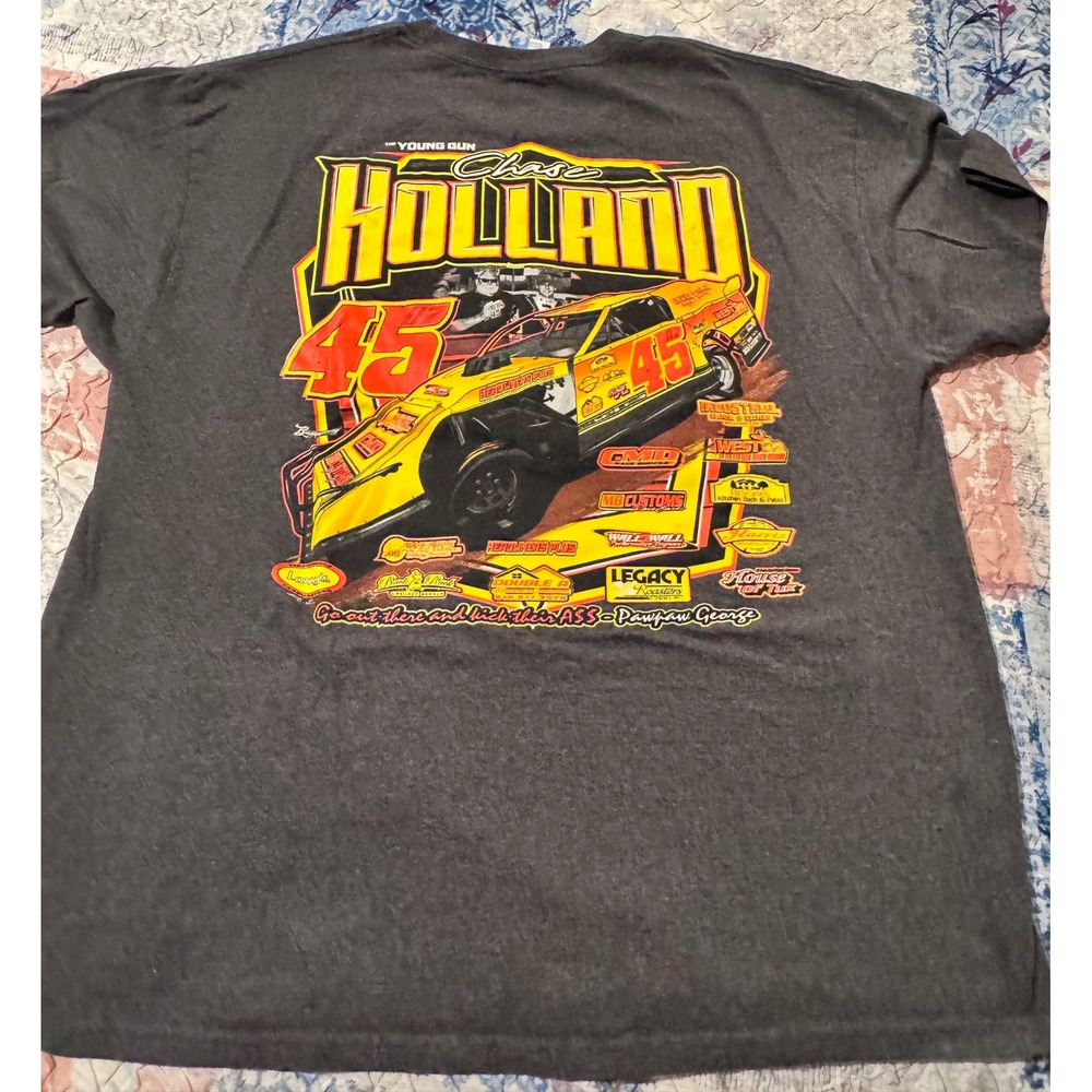 Chase Holland 45 Racing T-Shirt Graphic Tee Charcoal  Men's XL - Picture 3 of 5